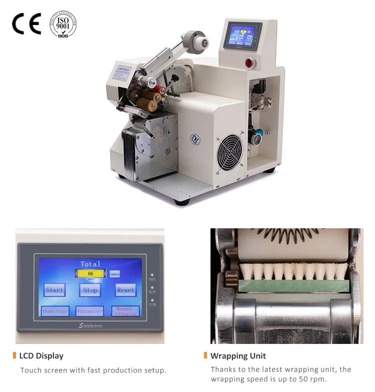 Macchina per cavi che avvolge il nastro per cablaggio, nastratrice automatica per cavi, macchina avvolgitrice per nastro per cablaggi